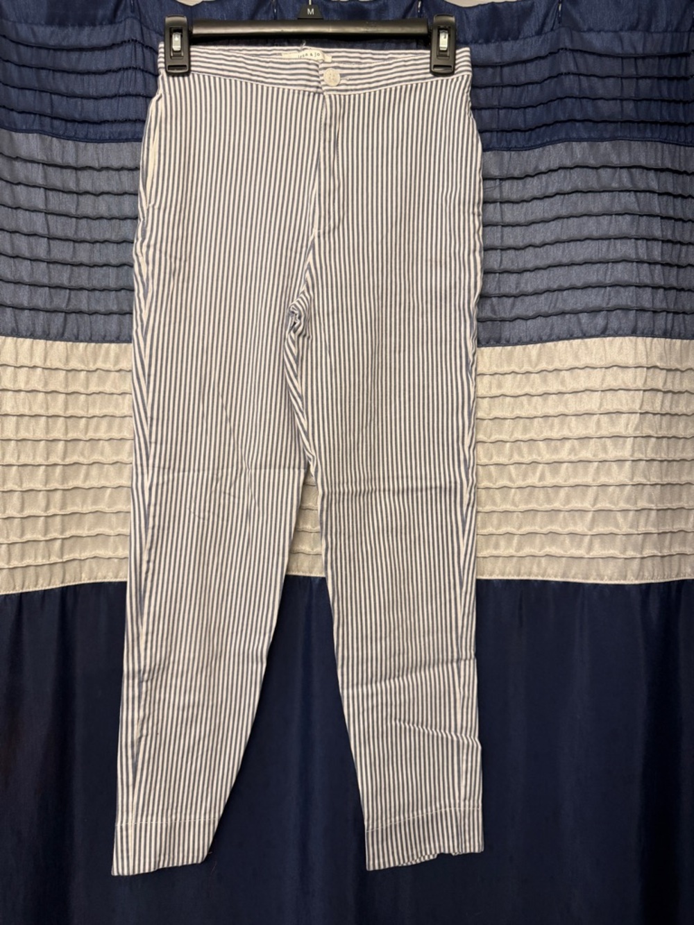 Striped Blue & White Ponte Capris - Women